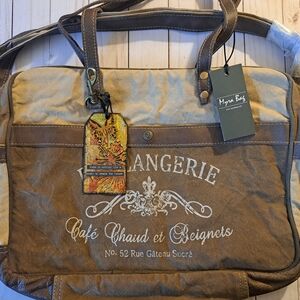 Myra Bag Boulangerie Upcycled Canvas Leather Crossbody Bag